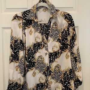 Leopard Retro Button-up Blouse